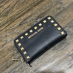 COPY - Michael Kors black wristlet w/ gold studs